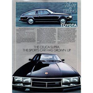 1980 Toyota Celica Supra Japanese Sports Car Vintage Print Ad Man Cave Wall Art
